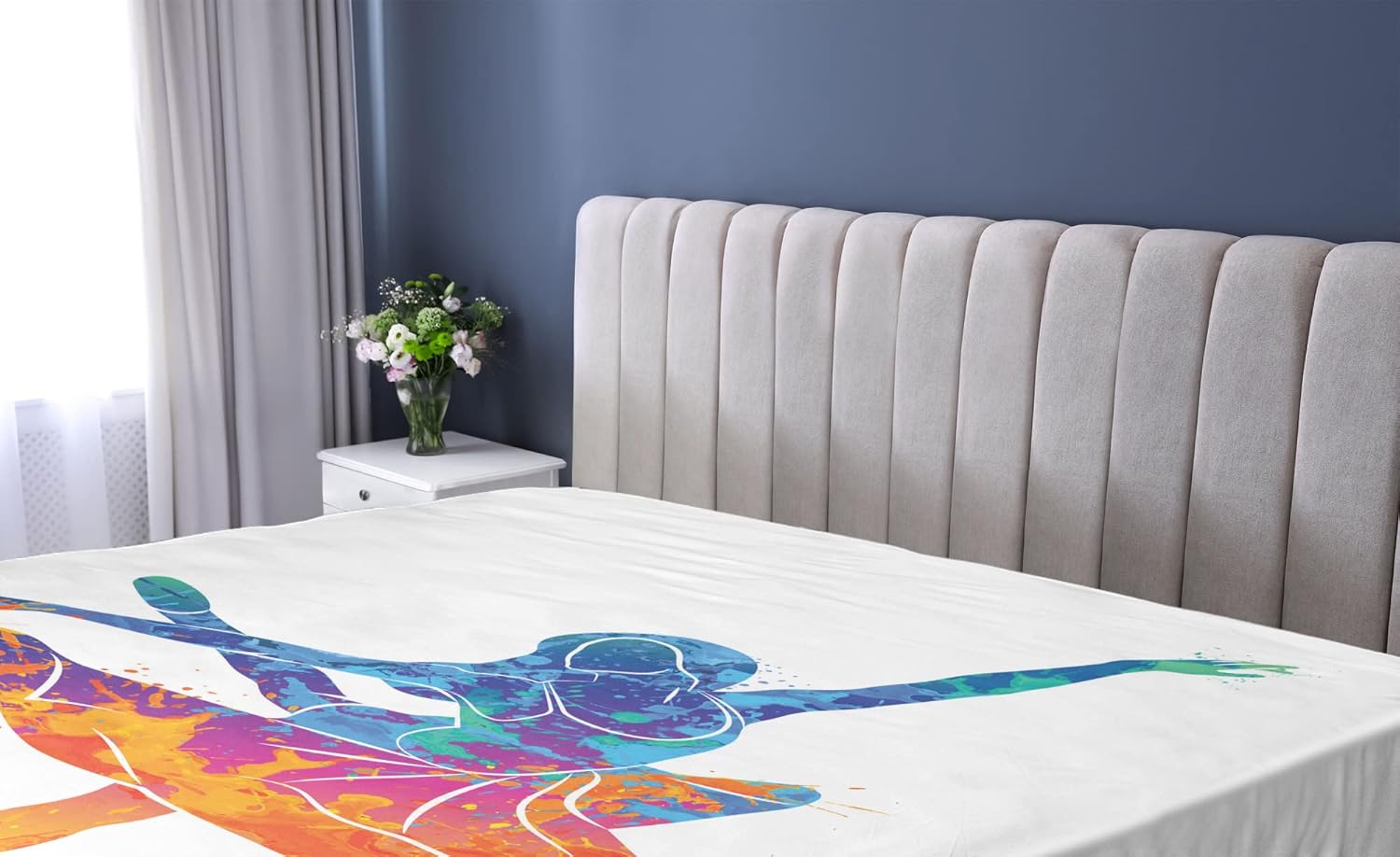 Ambesonne California King Fitted Sheet with Rainbow Art Design