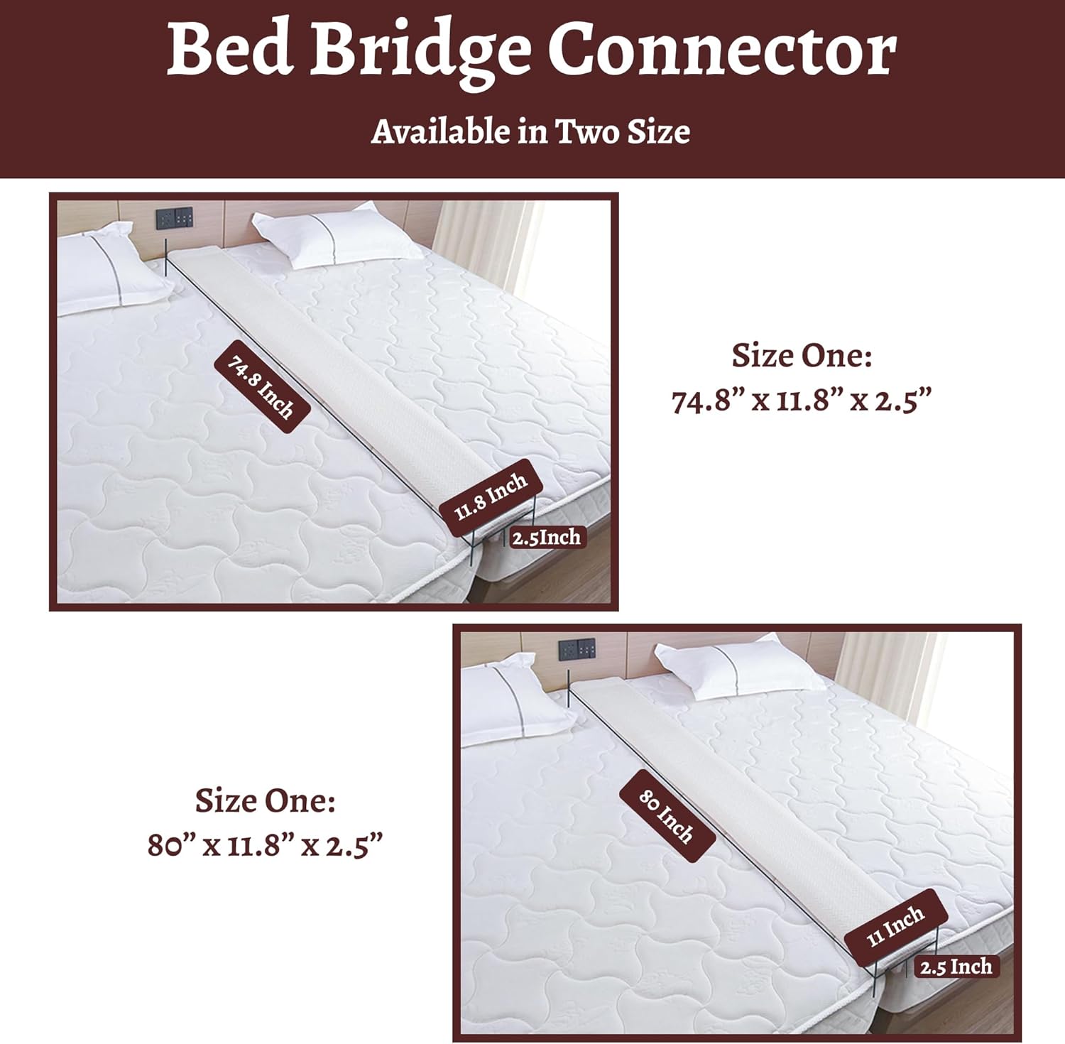Greaton 748 Bed Bridge Pad Twin to King Converter Kit White