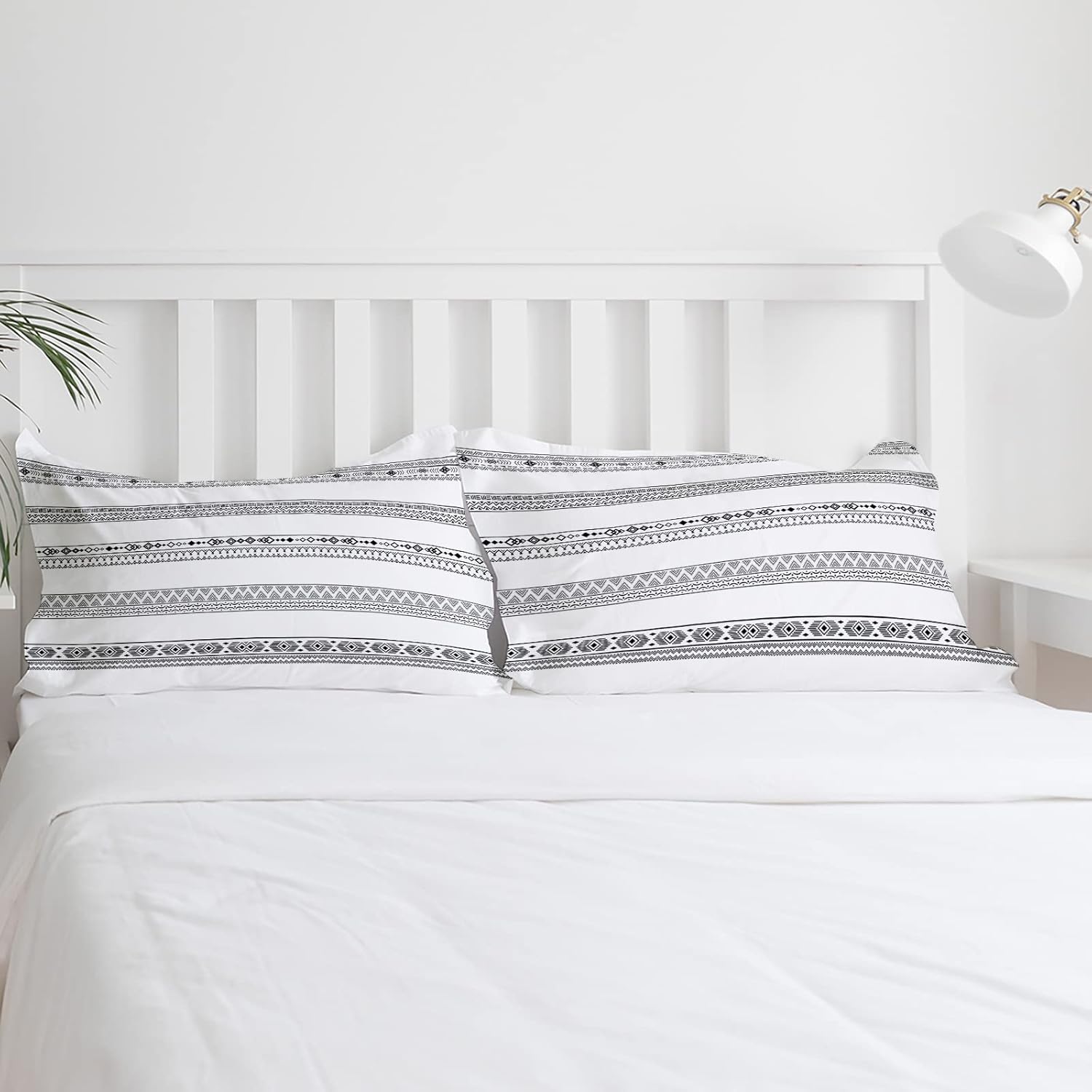 OComster California King Duvet Cover Set 3 Piece Black White Geometric