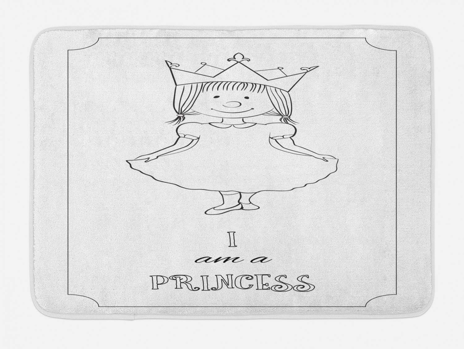 Ambesonne Cartoon Bath Mat with Crown Print Plush Non-Slip 302 x 20