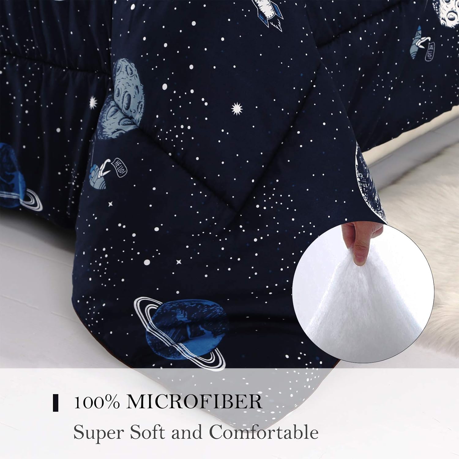 ENJOHOS Galaxy Comforter Set Twin Size 3Pcs Space Bedding