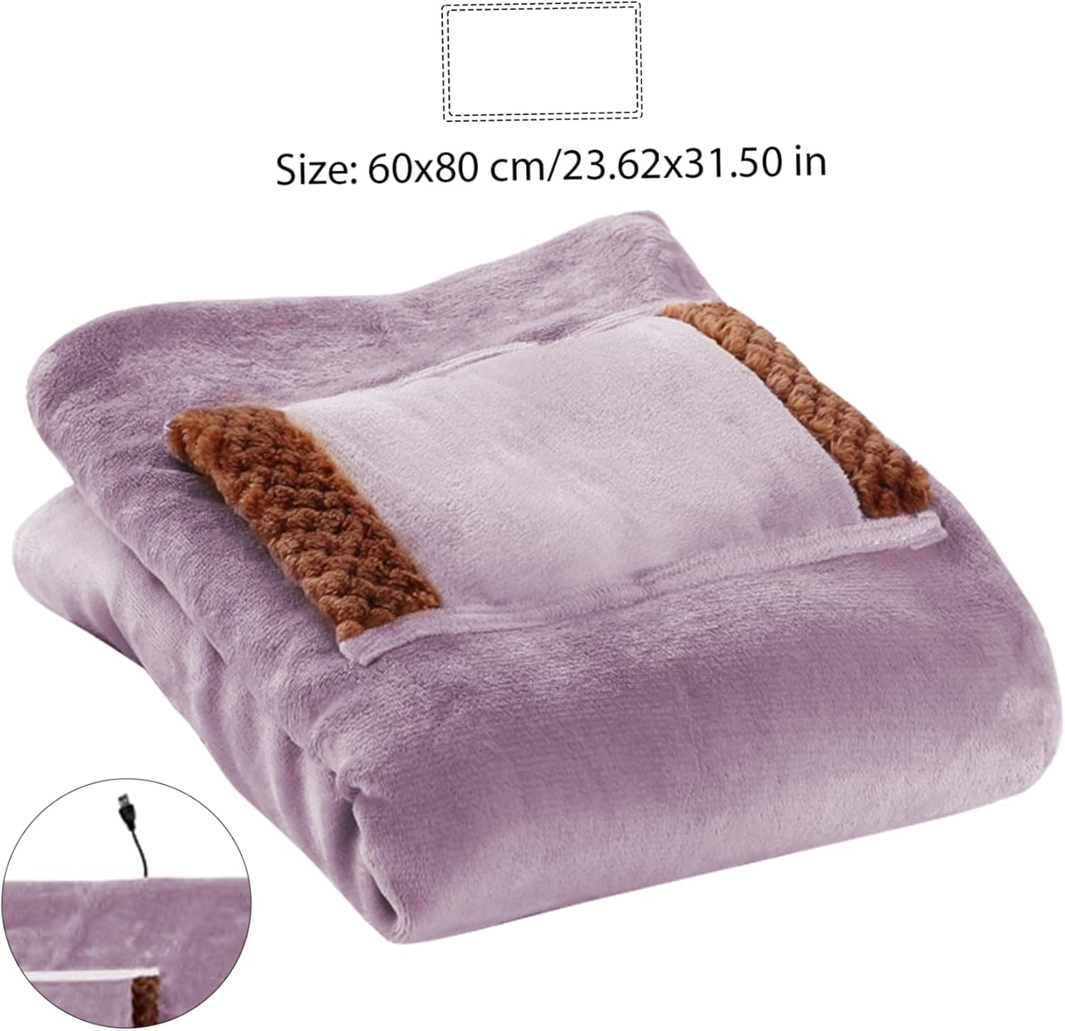 USB Heated Blanket 24x31 Inch with Large Pocket