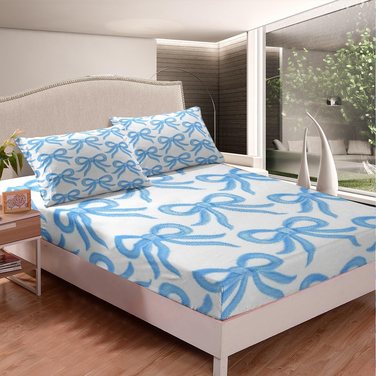 Erosebridal Girls Bow Bed Sheet Set Twin Size with Pillowcase