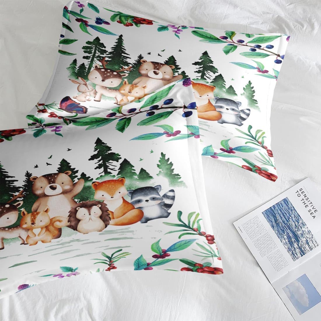 Pamnest Queen Comforter Set with 7 Pcs Woodland Animal Design