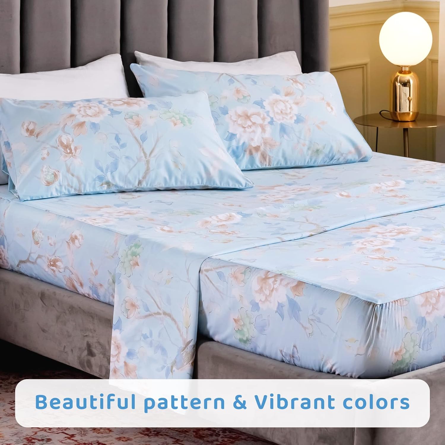 QSH Cal King 100 Cotton Floral Sheet Set