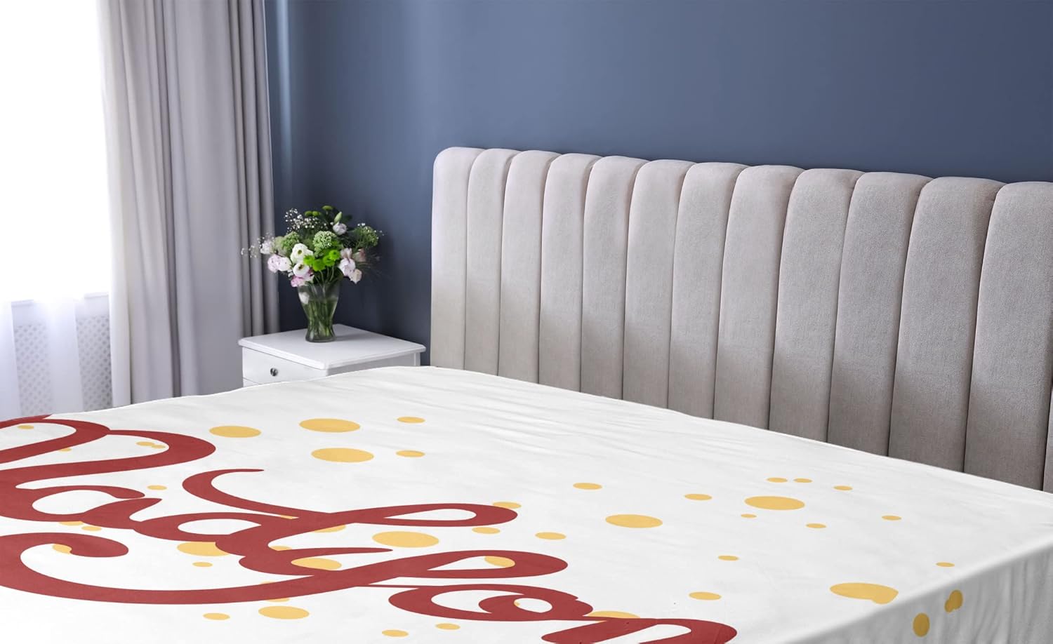 Ambesonne Madison Fitted Sheet Ruby and Mustard
