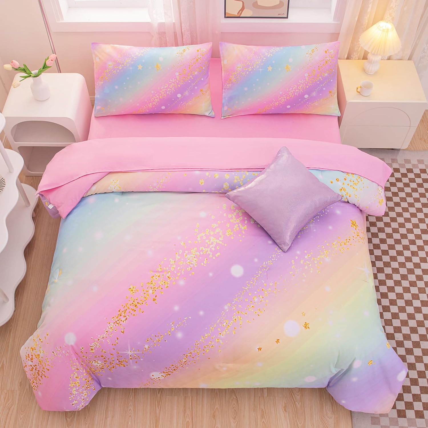 Glitter Galaxy Bedding Set 6 Piece for Girls