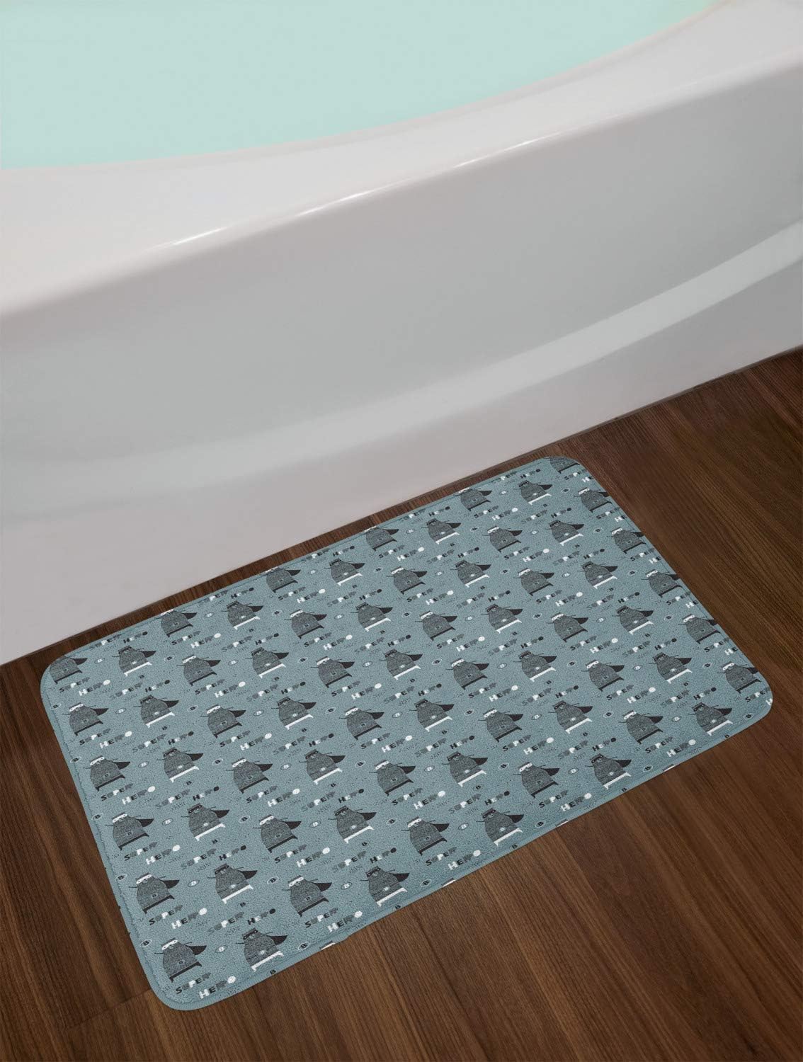 Ambesonne Cartoon Bath Mat - Super Hero Funny Bear Design
