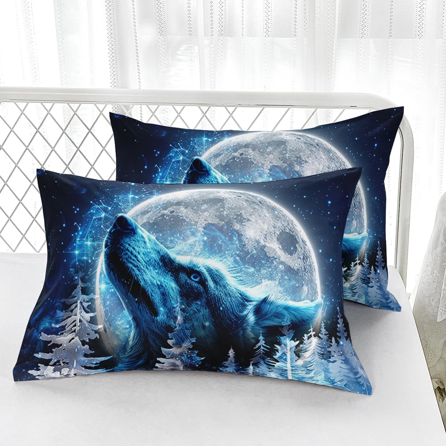 AILONEN Boys Wolf Twin XL Sheet Set 3-Piece Blue