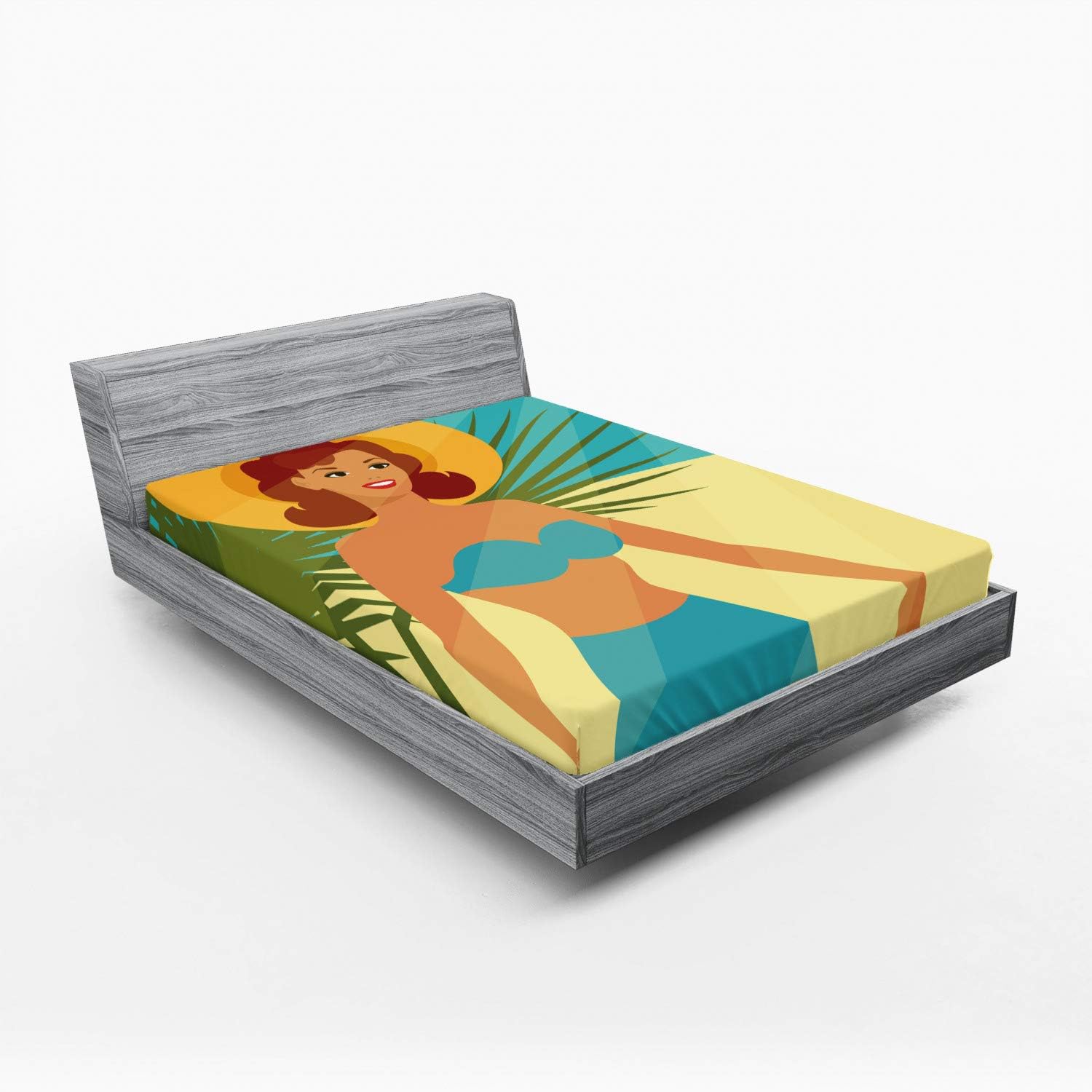 Ambesonne Pin-up Girl Fitted Sheet California King
