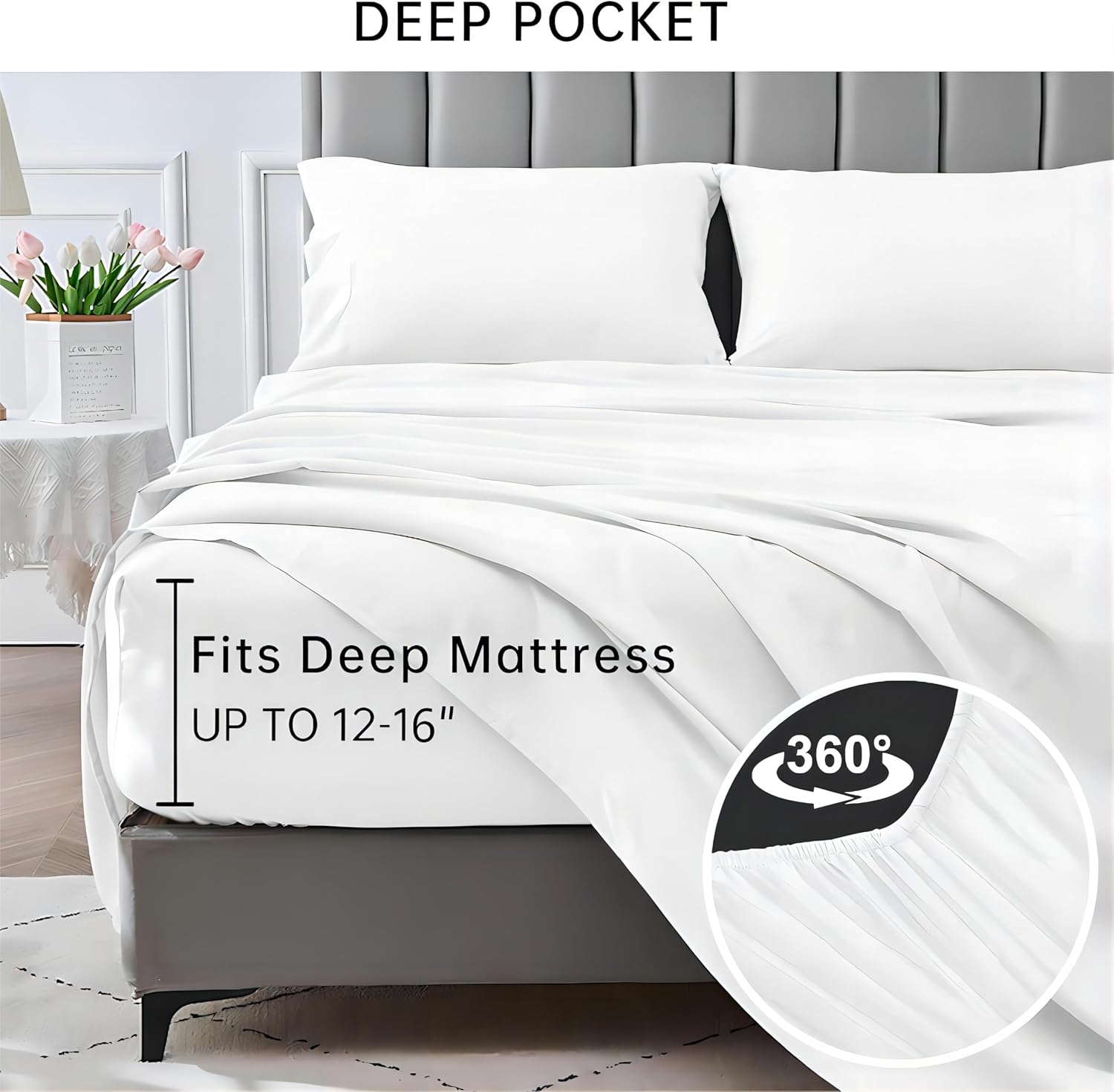 OmErsa California King Sheet Set - Soft Microfiber Deep Pocket Wrinkle Free