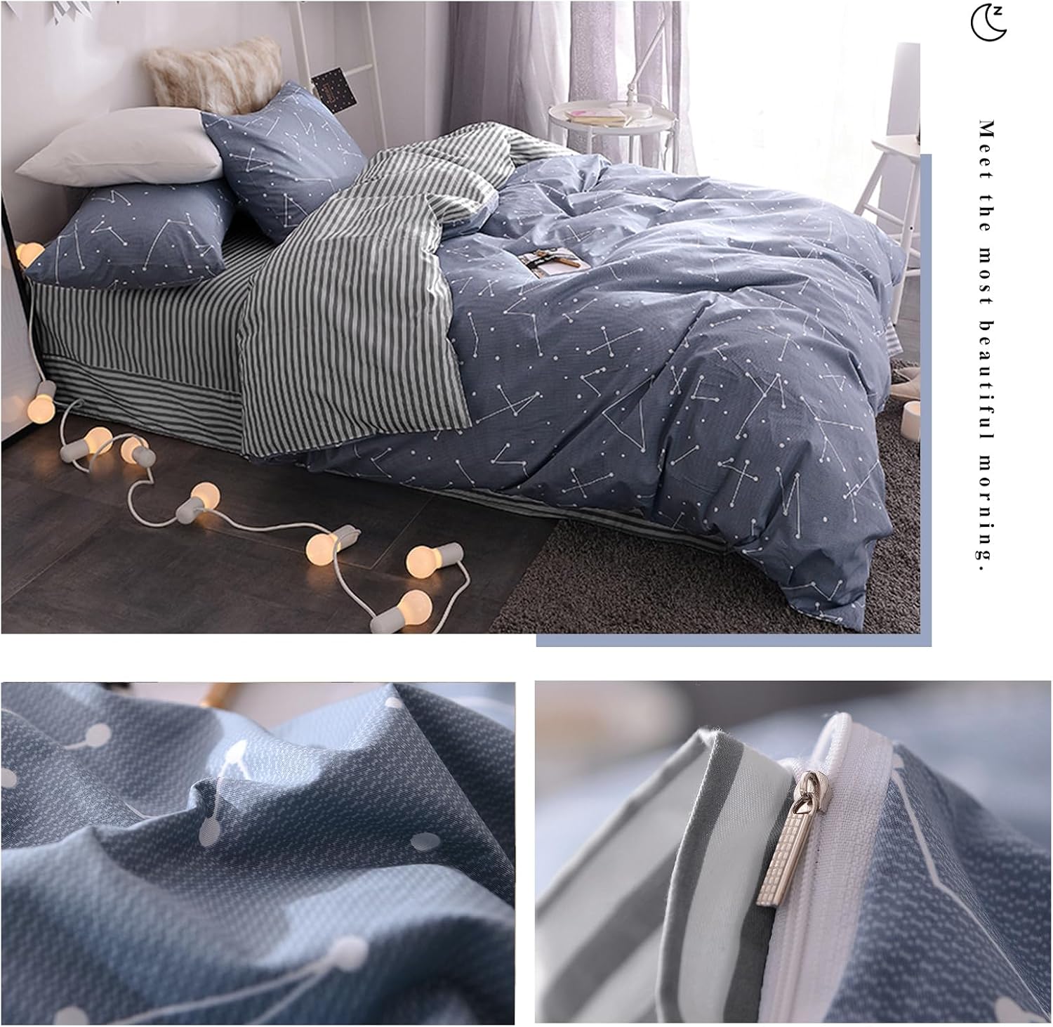 VM VOUGEMARKET Kids Duvet Cover Set Twin Blue 1