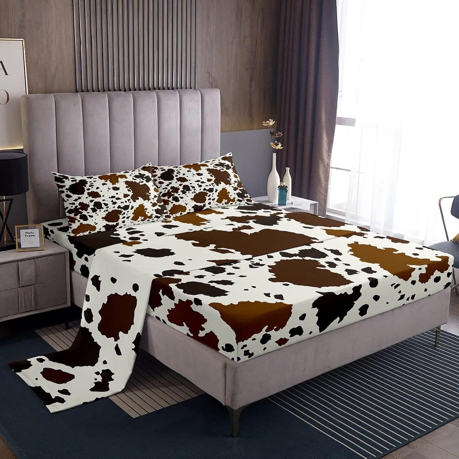 Cow Print Sheets California King Set - 4PCS
