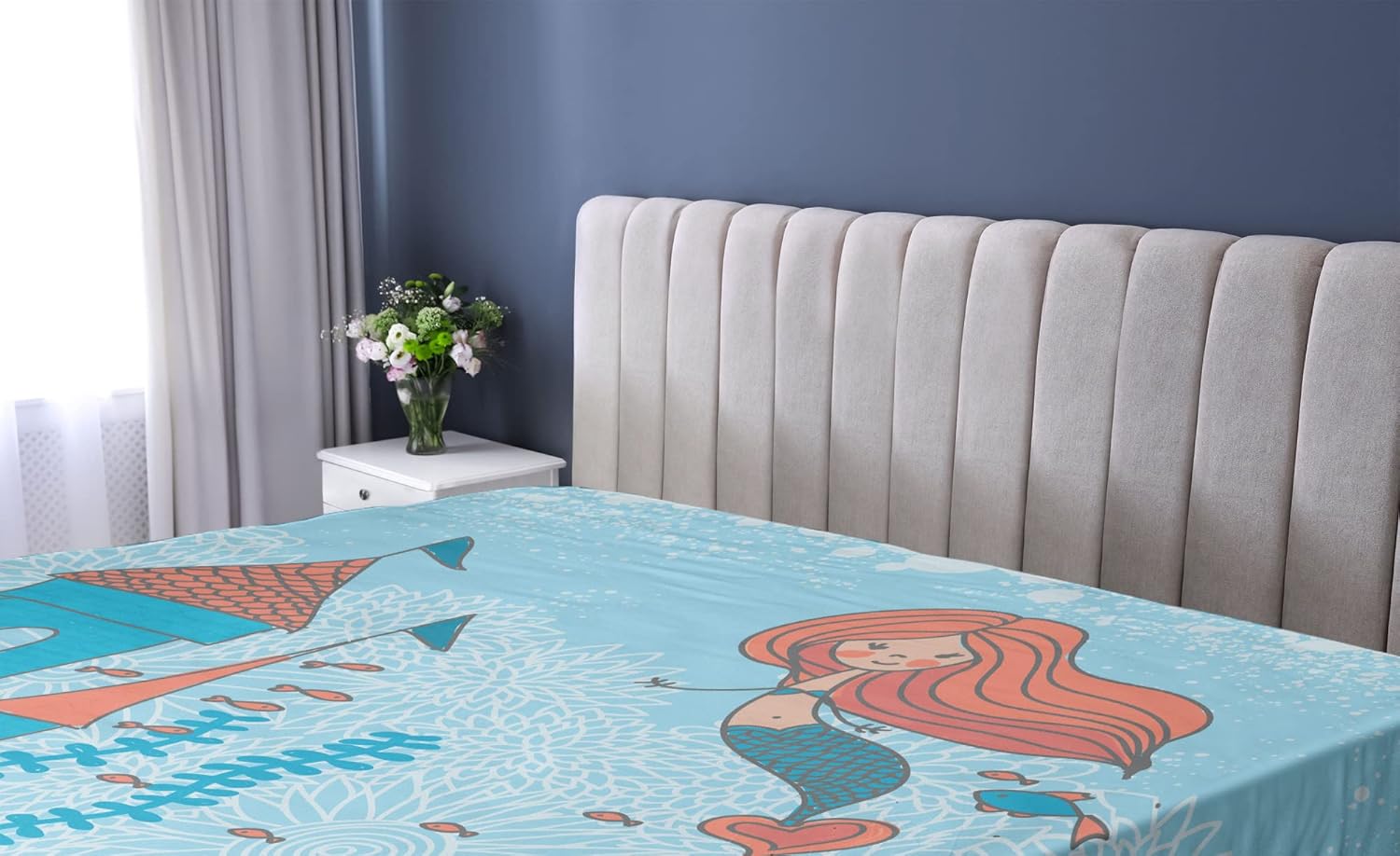 Ambesonne Mermaid Sheet Teal Orange California King