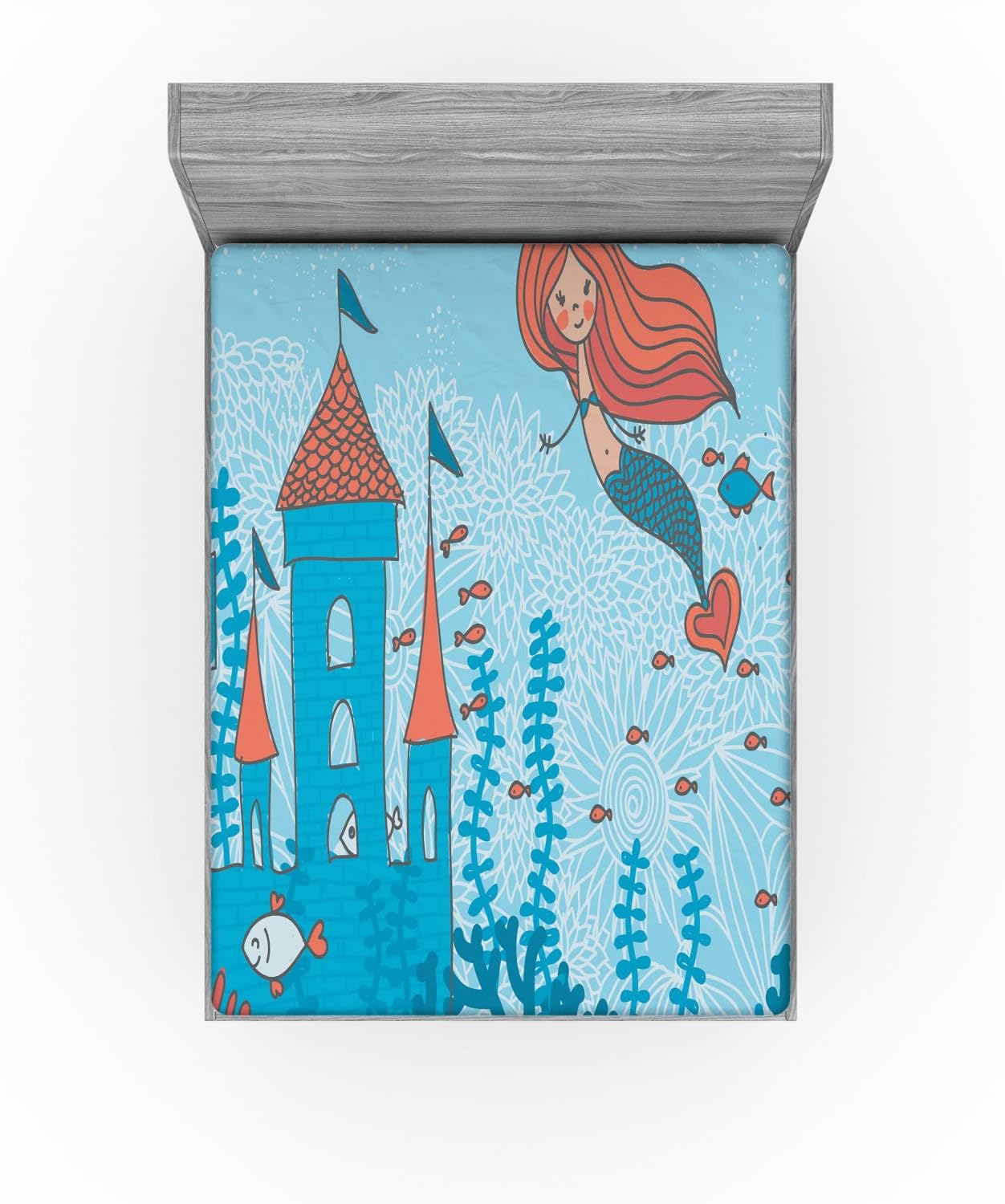 Ambesonne Mermaid Sheet Teal Orange California King