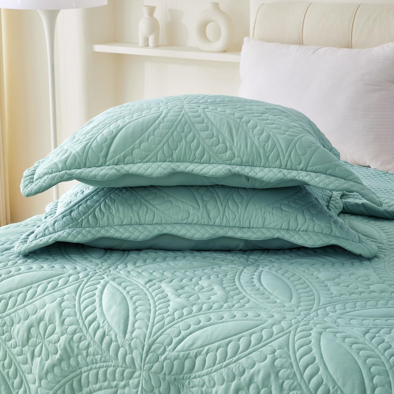 Cmfshape Oversize King Quilt Set 120x120 3 Piece Modern Coin Pattern