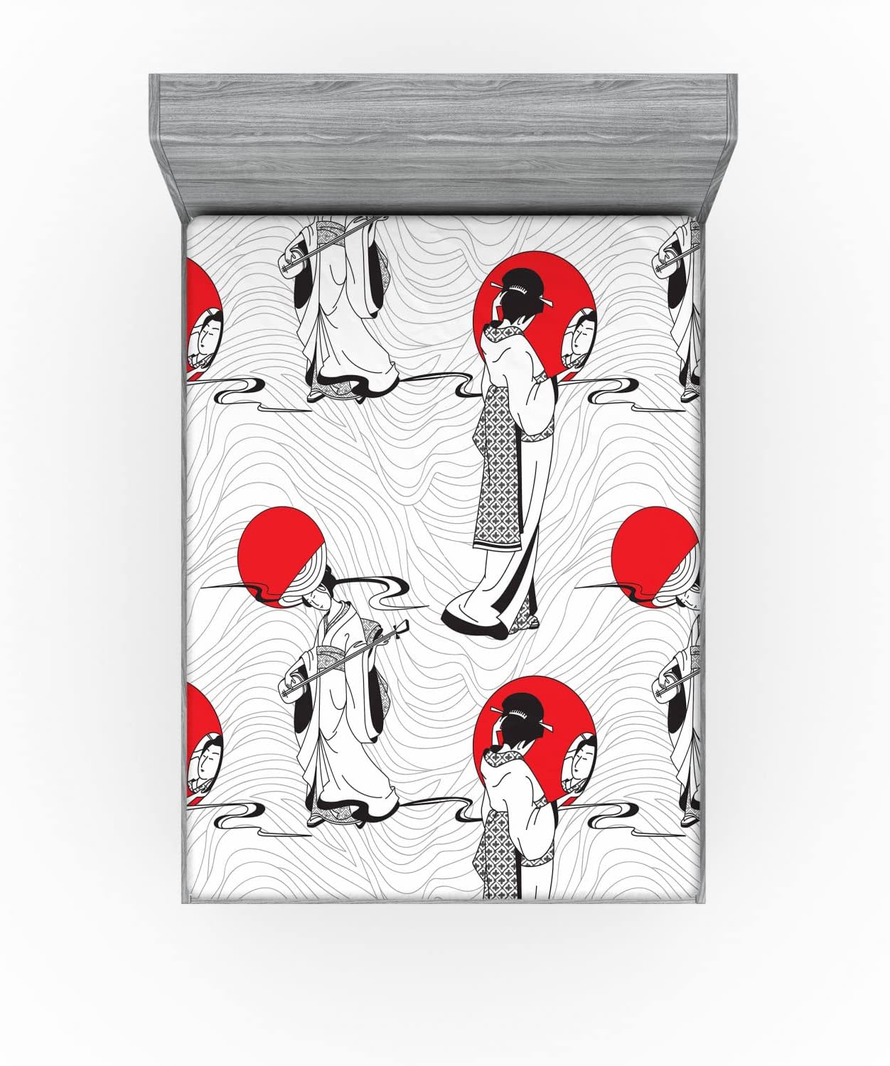 Ambesonne East Fitted Sheet Black Red California King