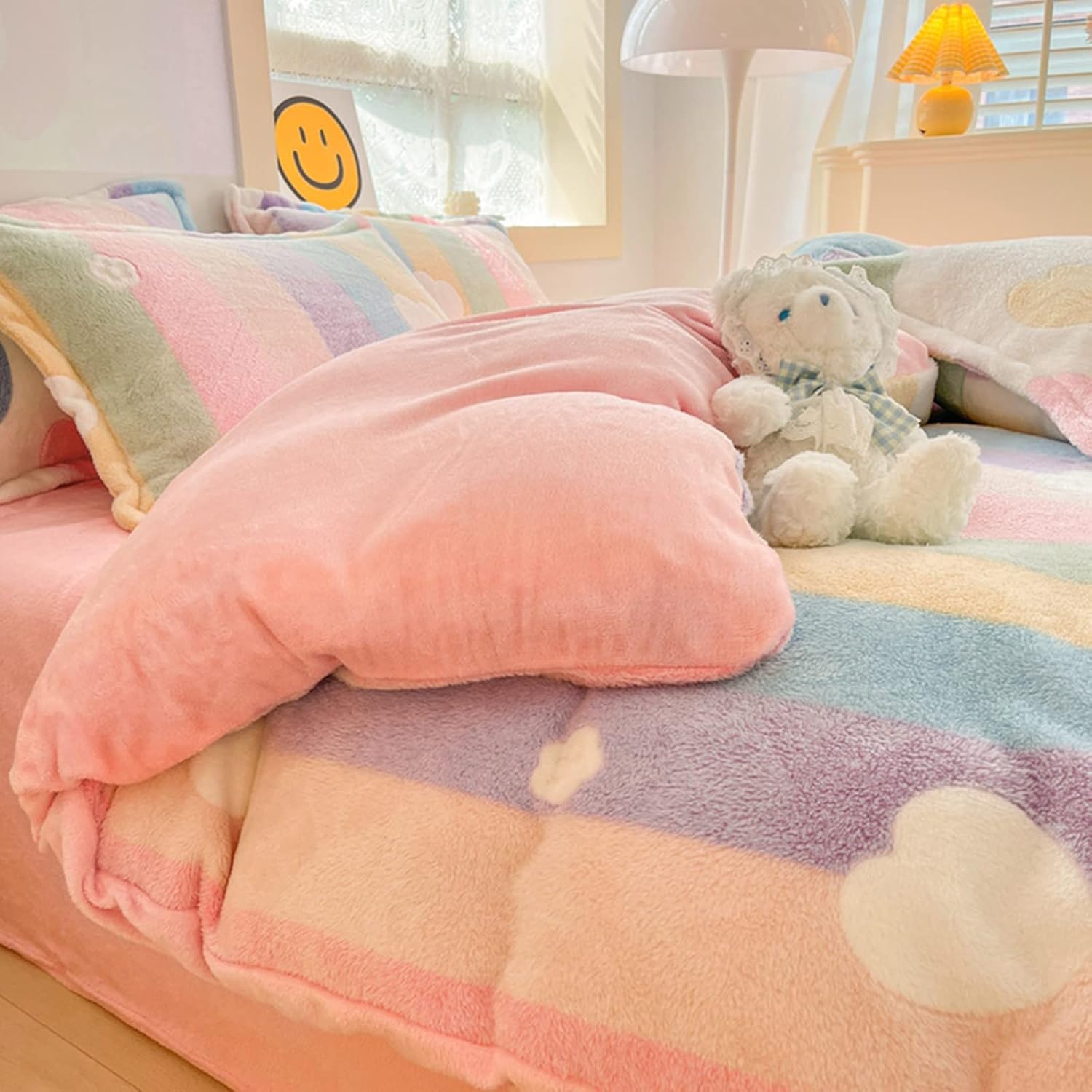MorroMorn Pink Duvet Cover Queen with 3pcs Set