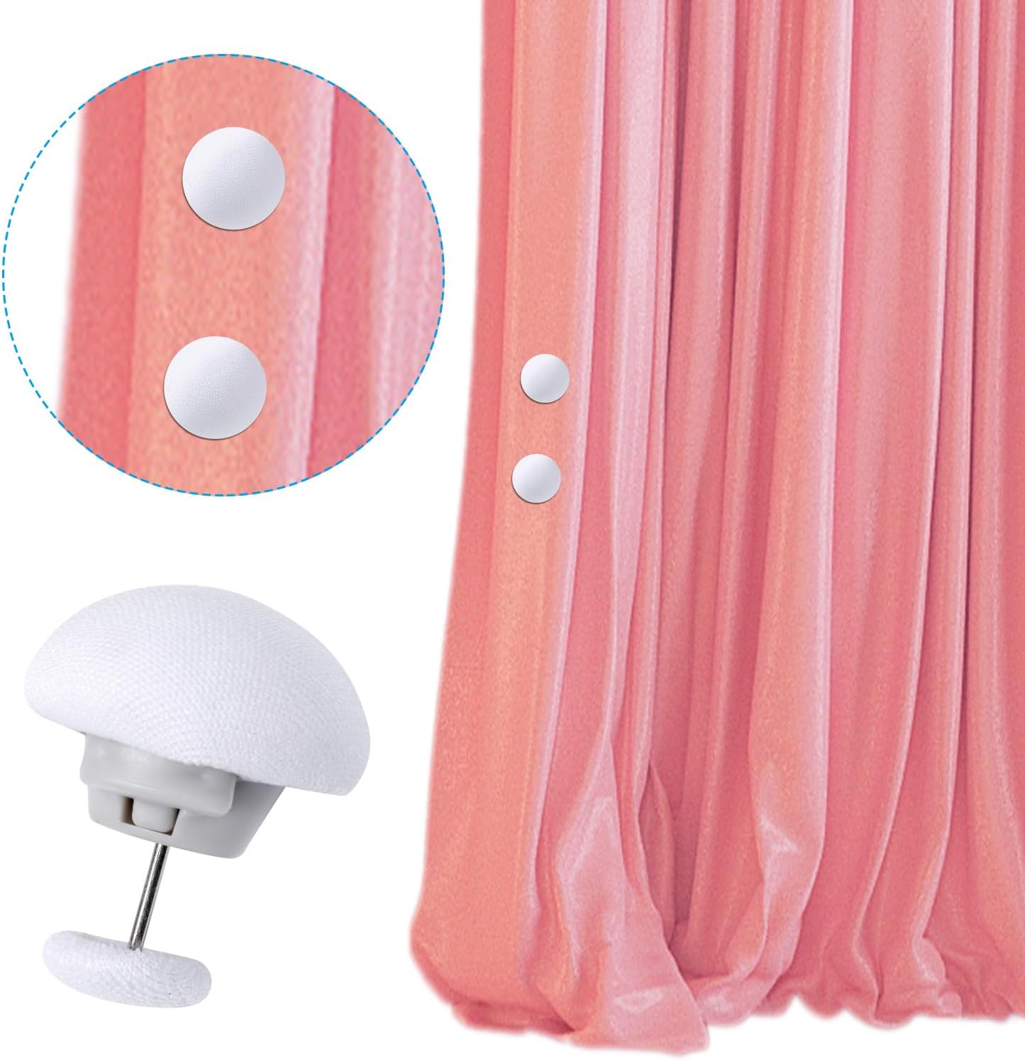 20pcs Duvet Clips with Mushroom Buttons and Iron Nails