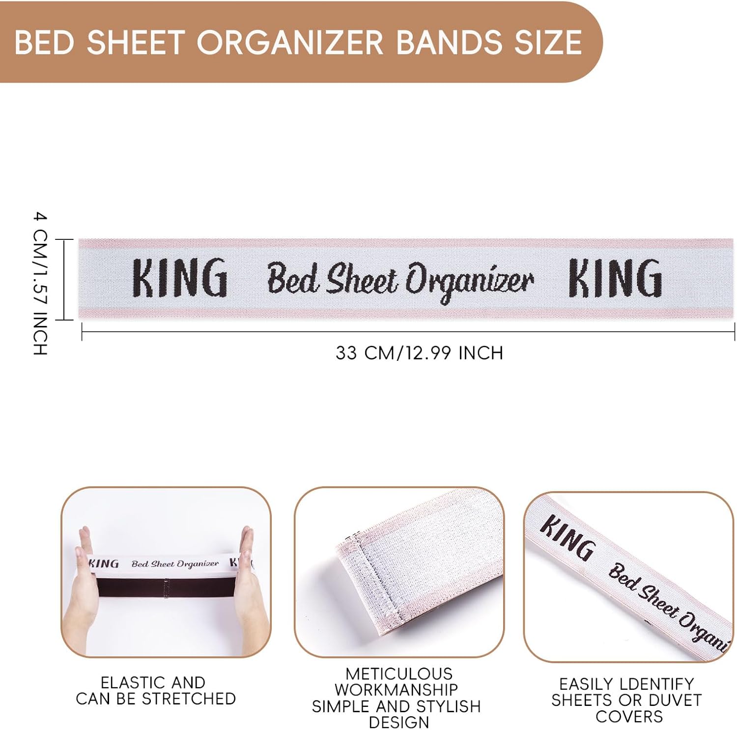 4PCS Bed Sheet Organizer Bands - King Bedding Straps for Closet