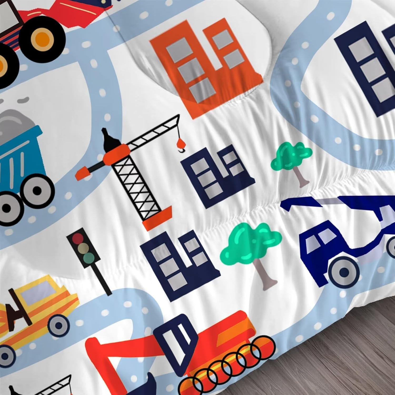 FUYEUN Cartoon Truck Comforter Set Twin