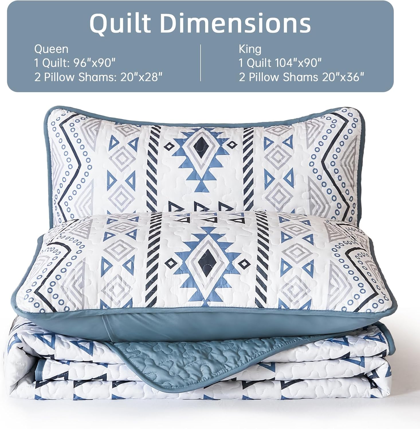 Drucon Boho Aztec Quilt Set 3 pcs King Size
