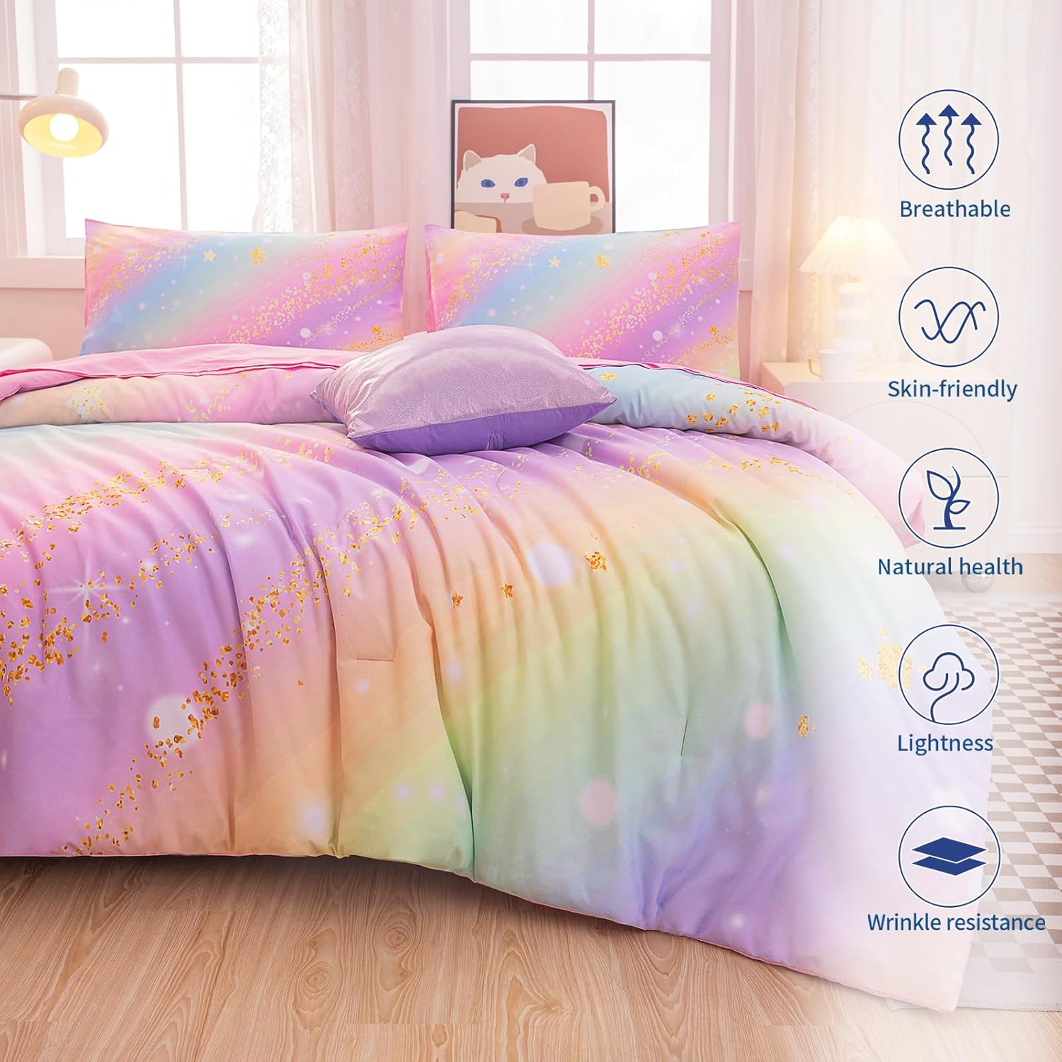 Glitter Galaxy Bedding Set 6 Piece for Girls
