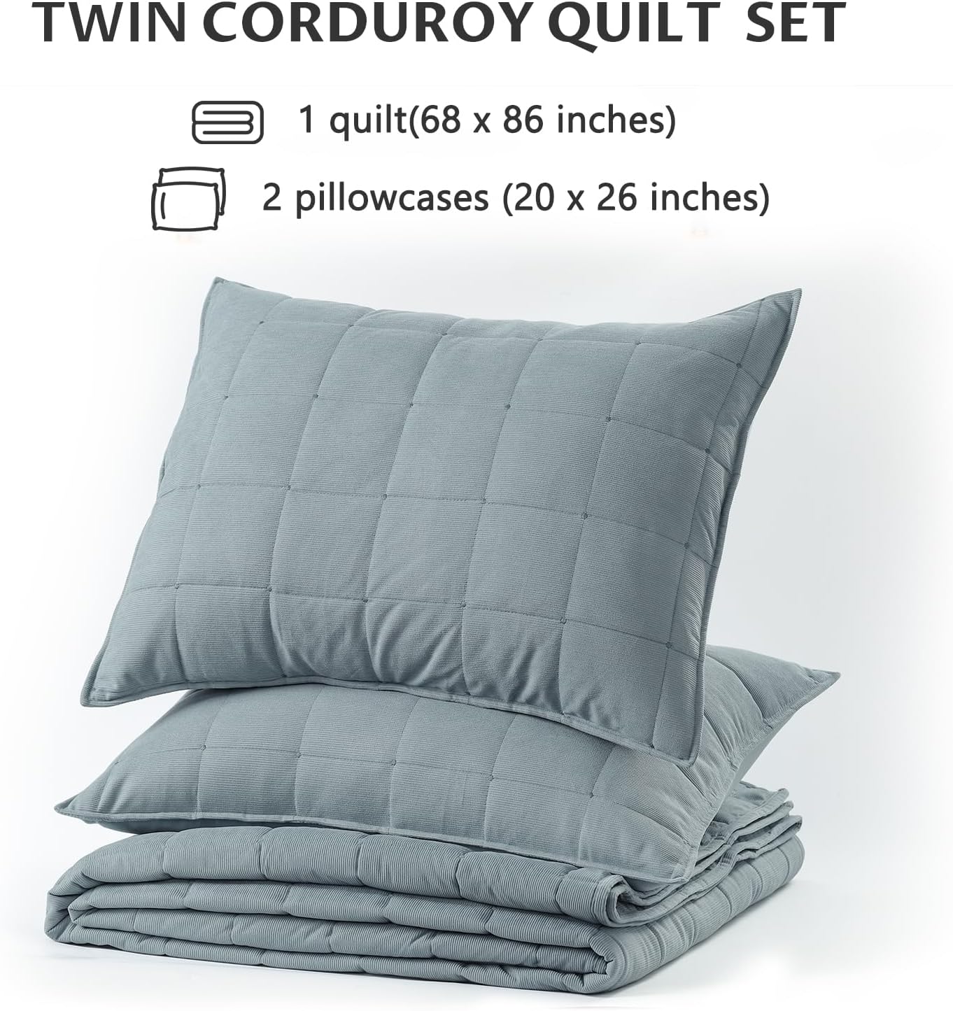 KASENTEX Oversized King Quilt Set - Blue 1