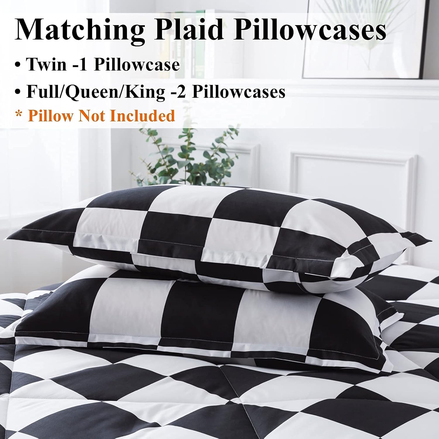 Andency Checkered Comforter Queen Set 3 Pieces