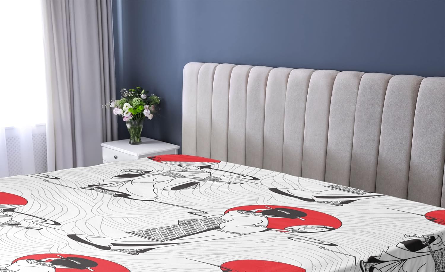 Ambesonne East Fitted Sheet Black Red California King