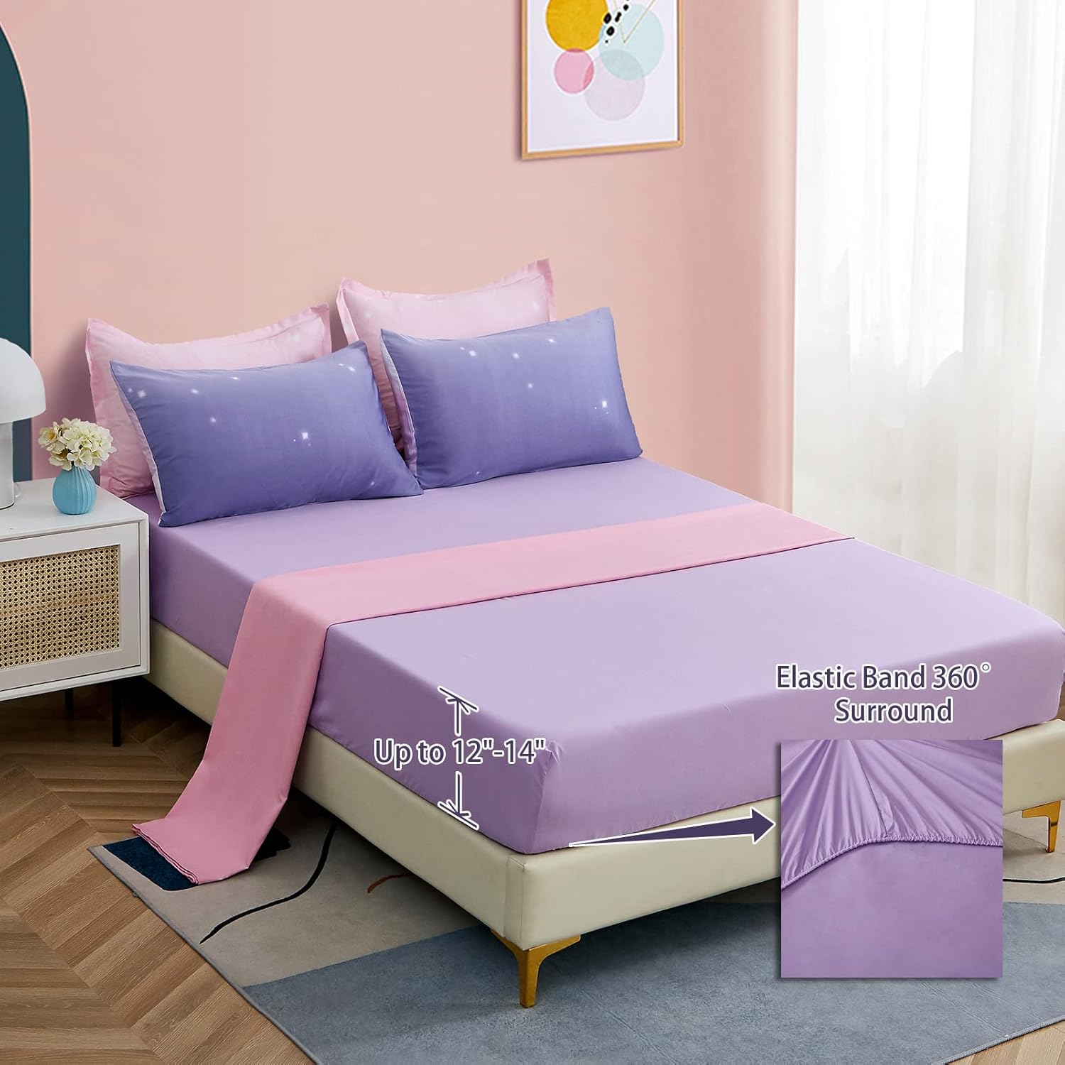 Dinjoy Rainbow Comforter Set Twin XL 6 Pieces