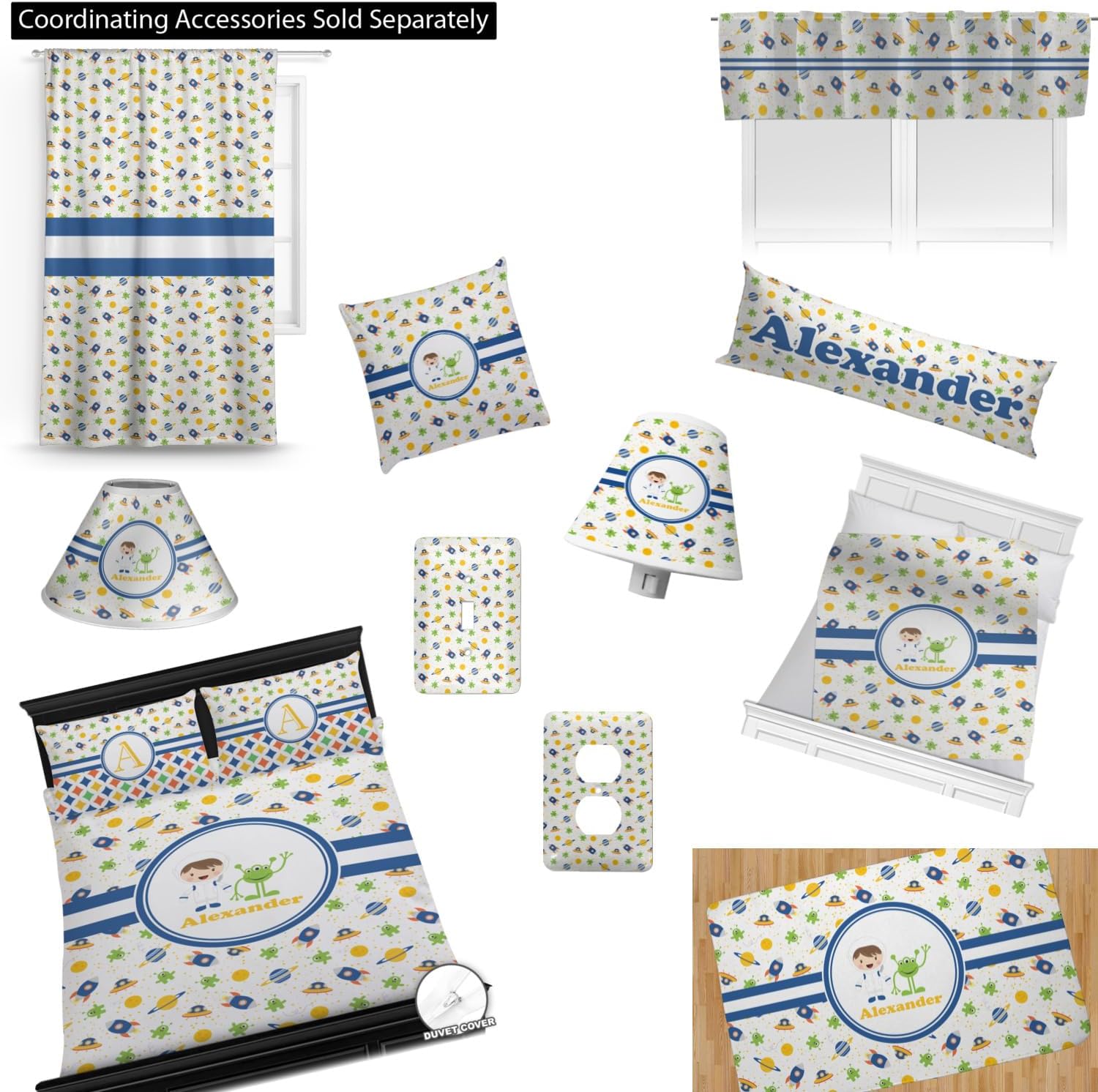Personalized Boys Space Themed Comforter Set Twin XL 1