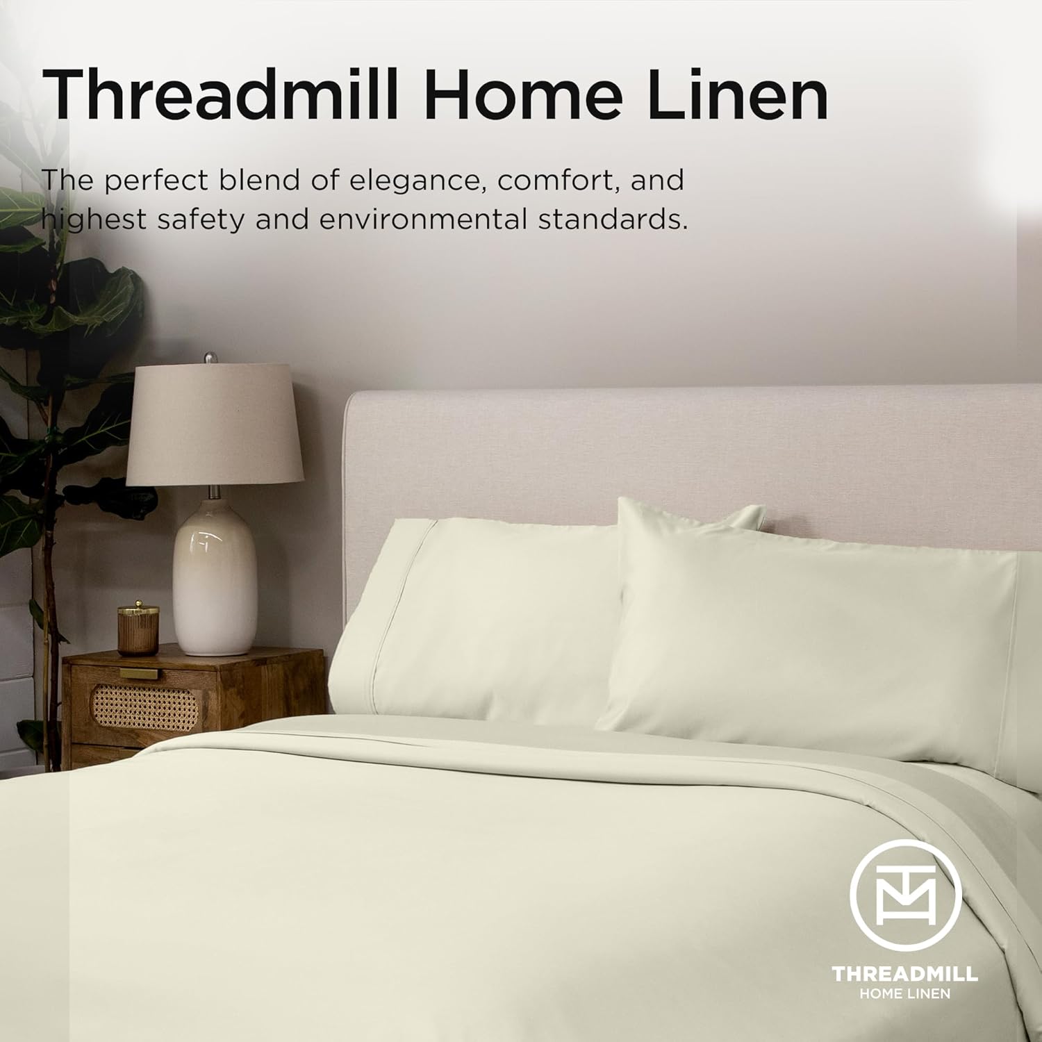 Threadmill 100 Supima Cotton Sheets 1200 Thread Count Cal King Set Ivory