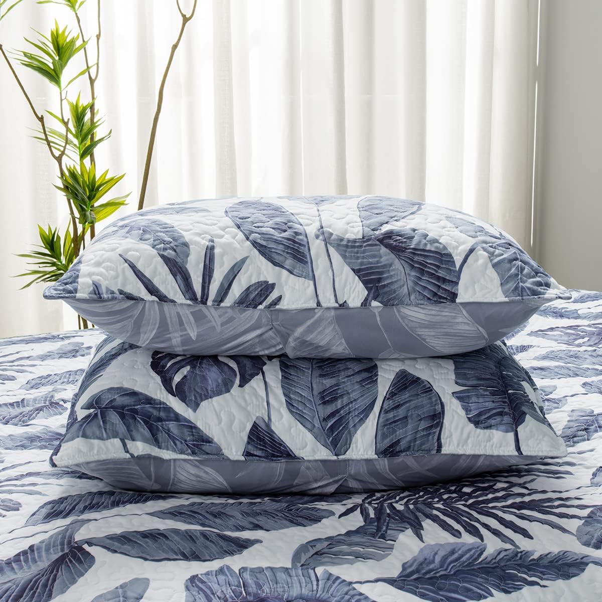 HORIMOTE HOME Tropical Plants Quilt Set King Size 3 Piece