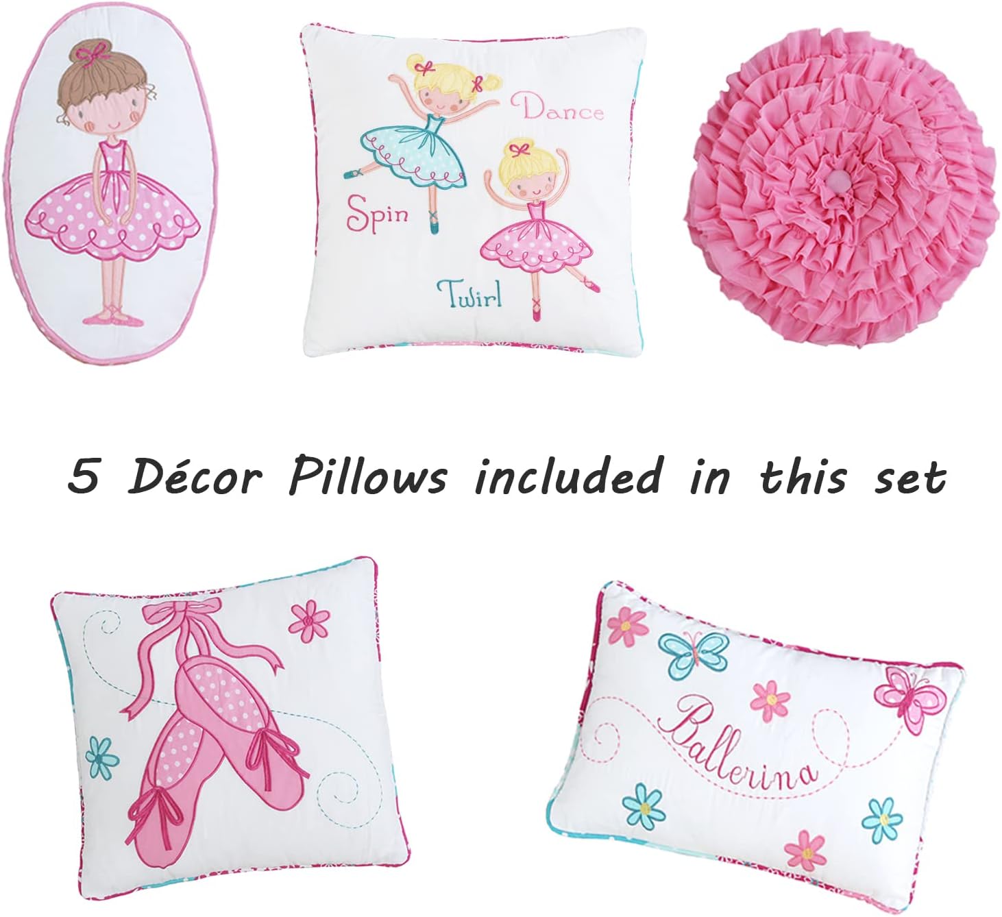 Cozy Line Little Dancer Butterfly Floral Quilt Bedding Set Twin - 7 Piece