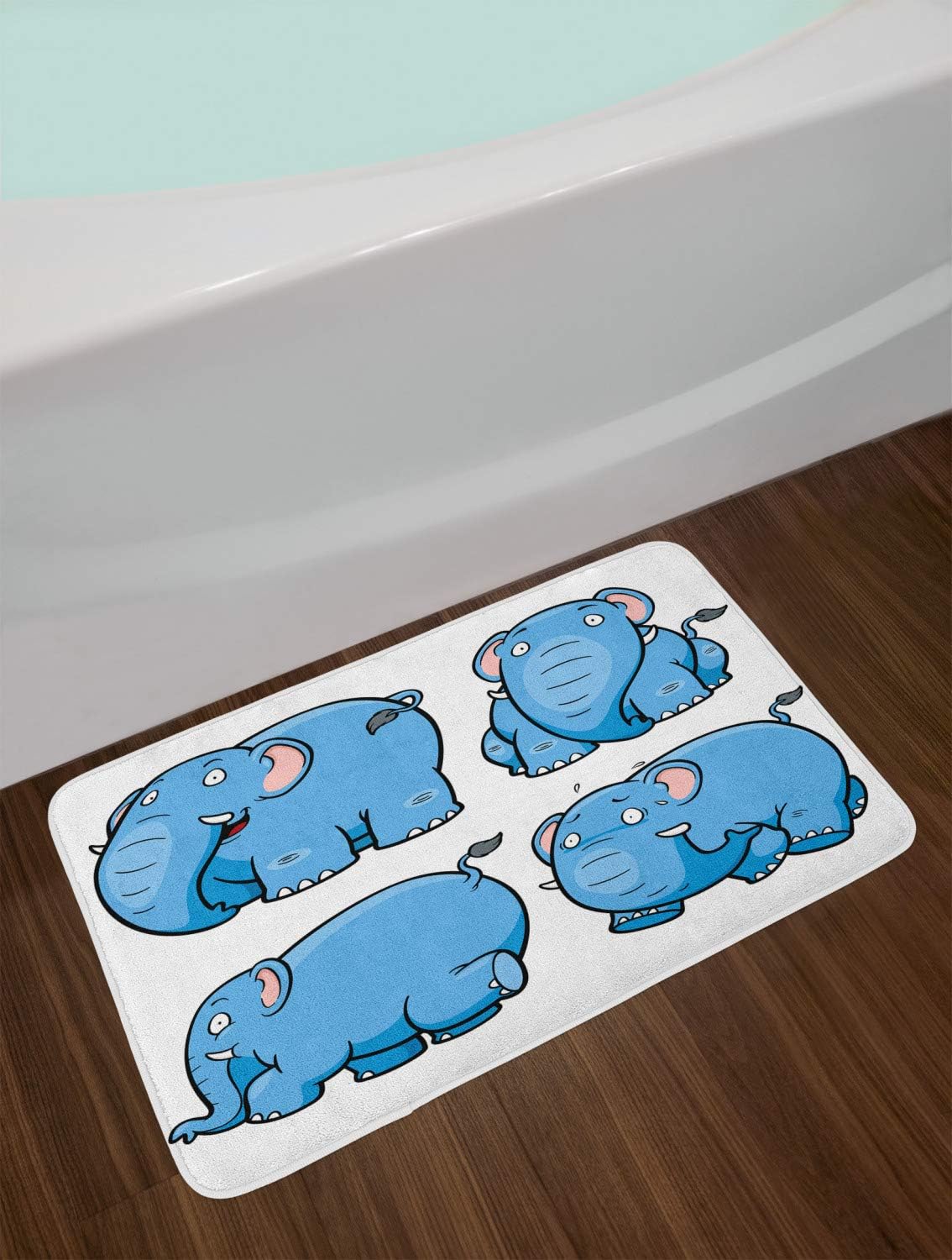 Ambesonne Animal Bath Mat 302 x 20 Pale Blue White