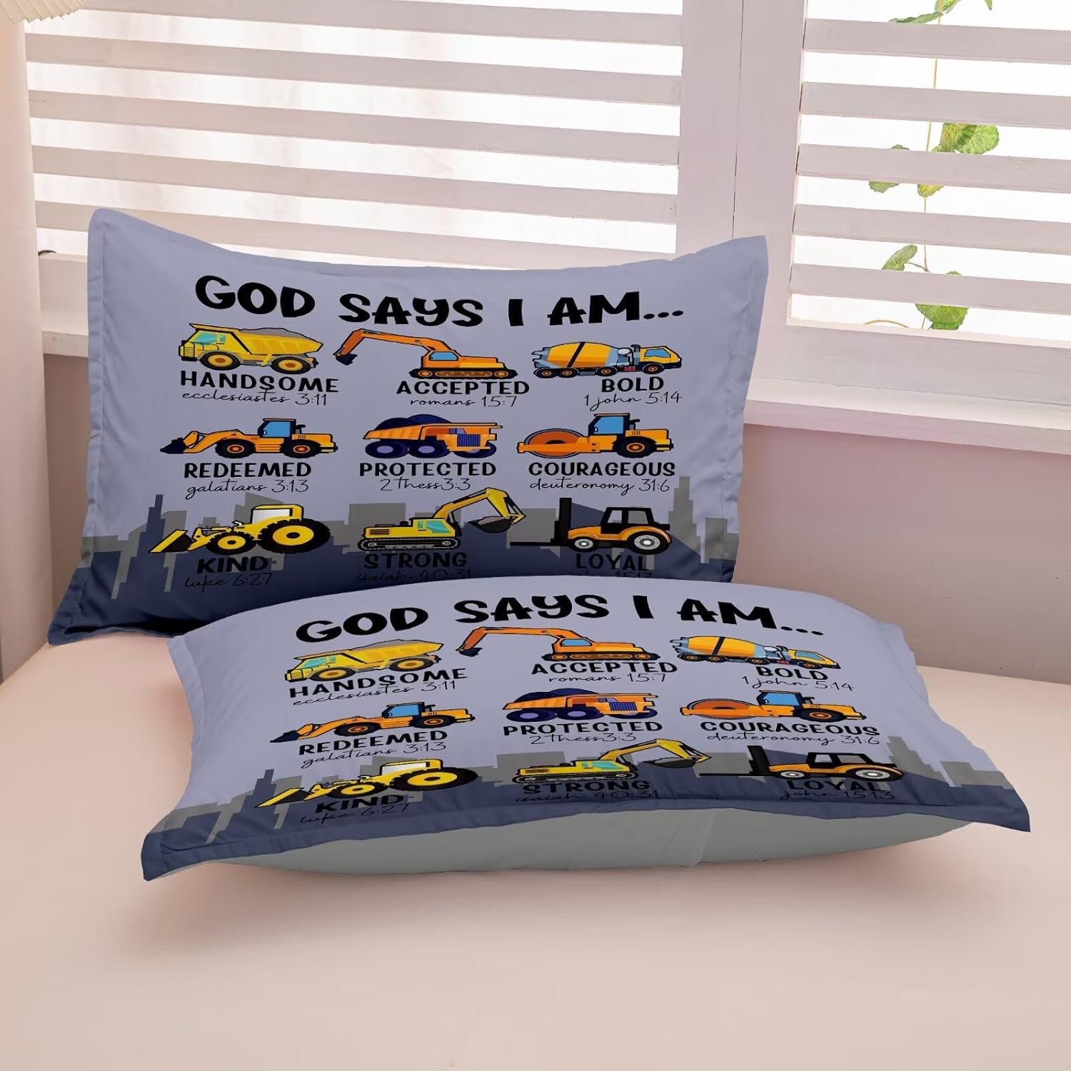 GRAT TIOC Construction Truck Comforter Set Twin Size