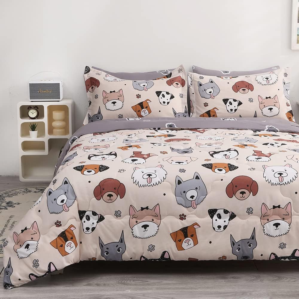 Gusuhome 7 Piece Kids Dog Comforter Set Twin Size