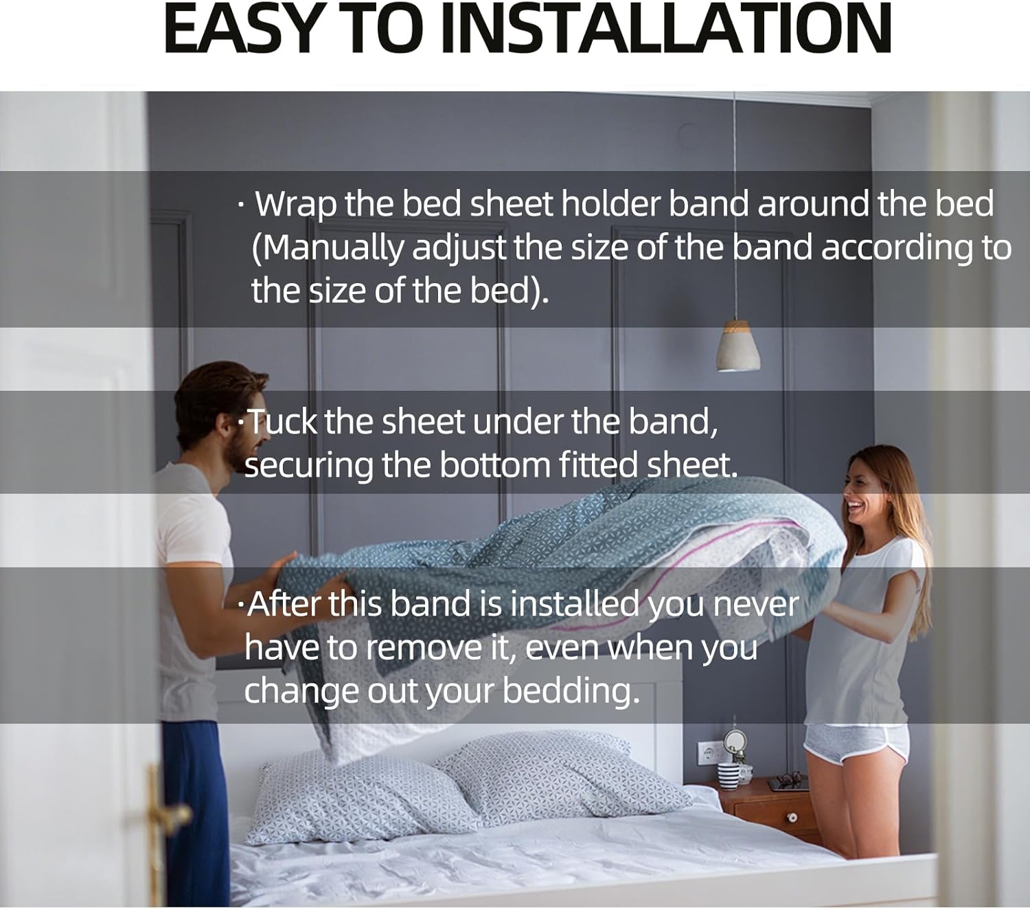 BEITABEI Bed Sheet Holder Straps 2 Inch Wide 26FT Ultra-Stretch