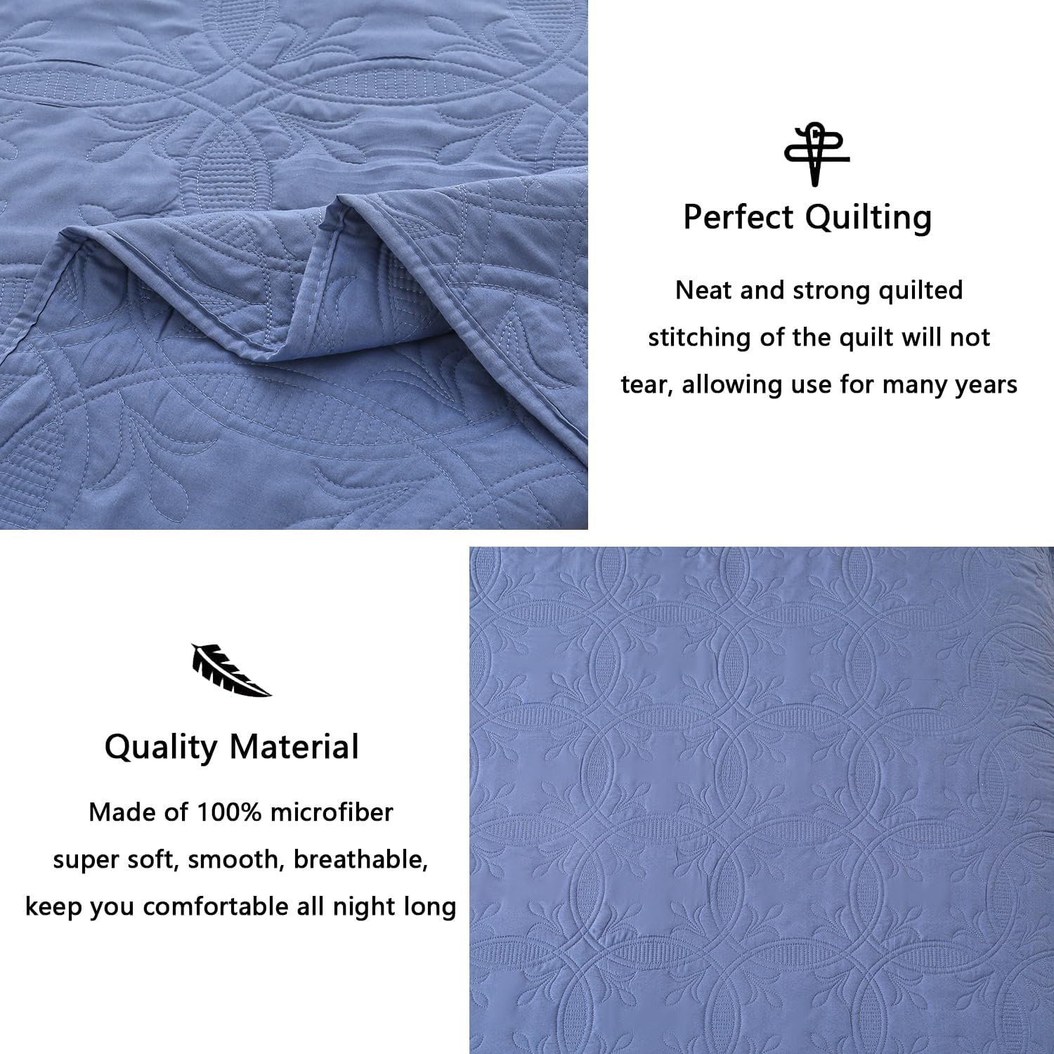 Yogeneg Blush Grey KingCal King Quilt Set with Pillow Shams