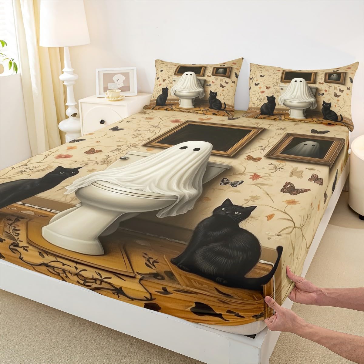 Castle Fairy Ghost Bedding Set Twin Size Microfiber Halloween Sheet Set