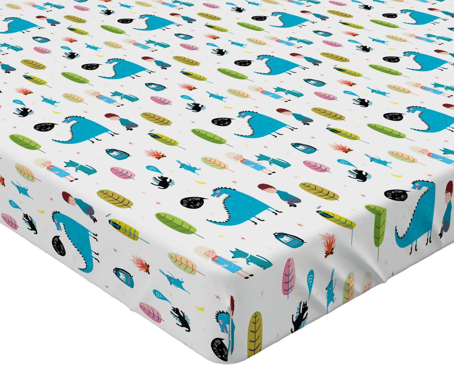 Ambesonne Dragon Fitted Sheet Multicolor California King