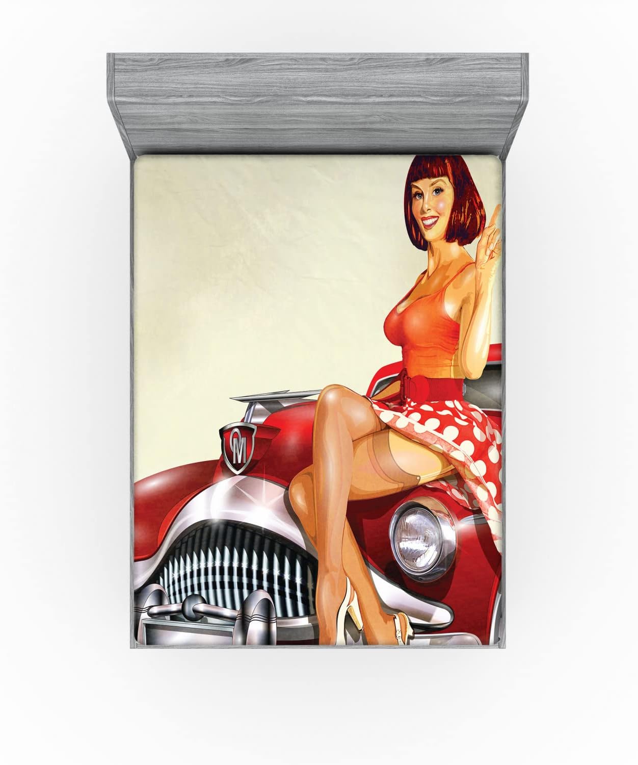 Ambesonne Pin Up Girl Fitted Sheet - Multicolor 1