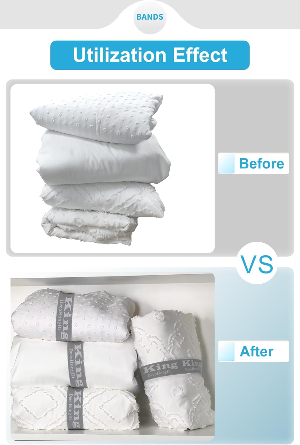 6 Pcs Sheet Label Bands for Sheets and Bedding