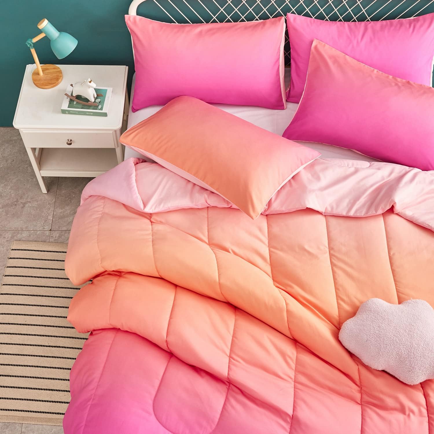 Yogeneg Rainbow Comforter Set for Kids Teens