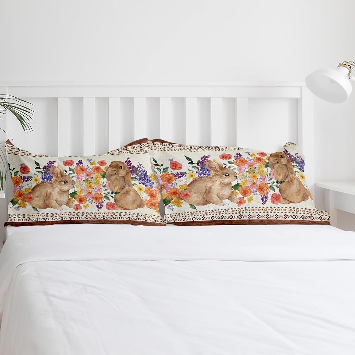 OComster California King Duvet Cover Set with Bunny Pattern