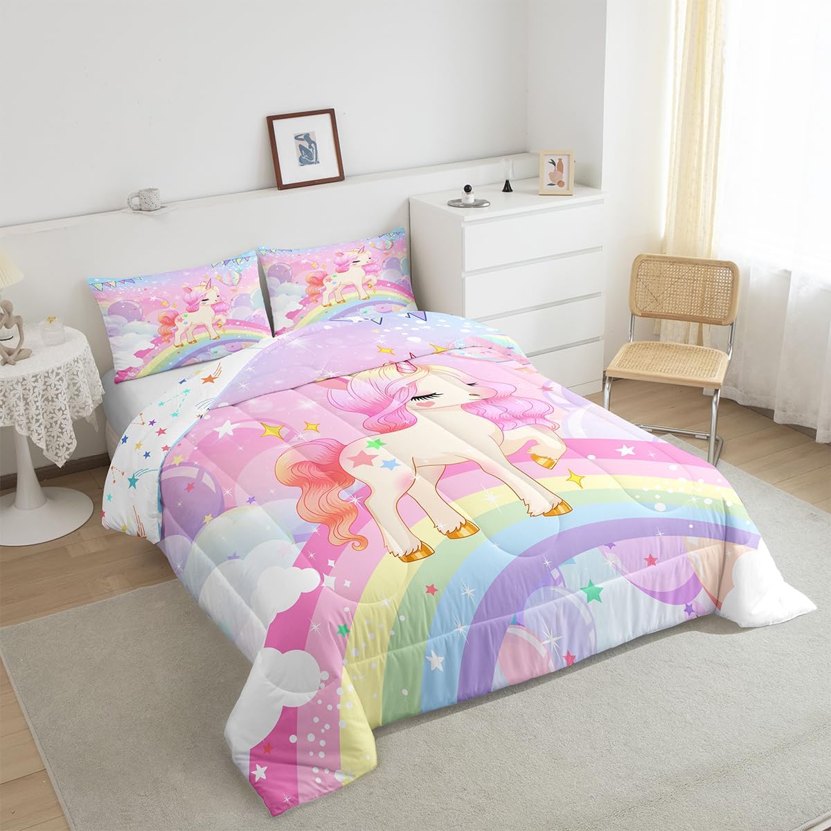 Feelyou Queen Comforter Set with Reversible Stars