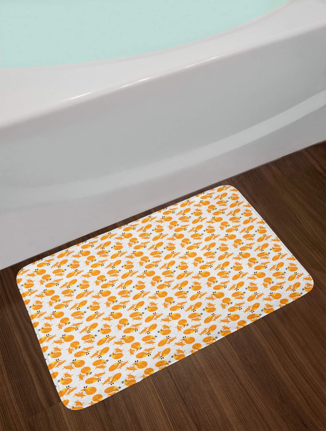 Ambesonne Cartoon Bath Mat with Non-Slip Backing and Sleeping Fox Design
