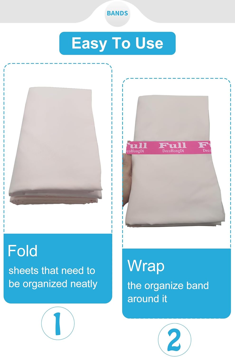 6 Pcs Elastic Bed Sheet Organizer with Labels Pink