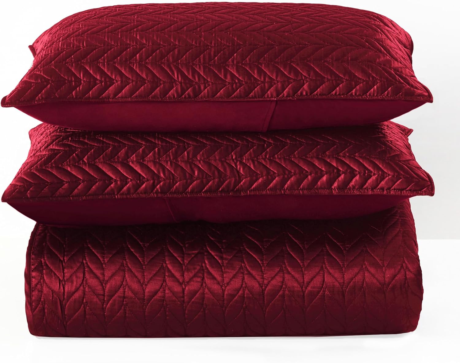Whale Flotilla Silky Soft Satin Quilt Set Queen Size Red